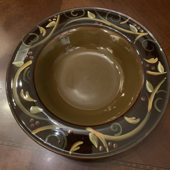 Chocolate Berries Hand-Painted 9” Bowl by DEMDACO - Light Brown - Picture 1 of 2